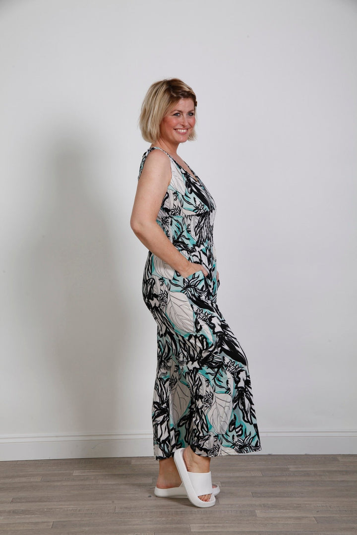 Artistic Flowered Jumpsuit Mint - Goose Island