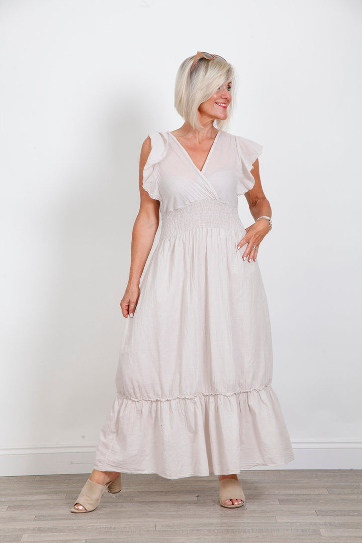 Beige Betty Cotton Wrap Dress - Goose Island