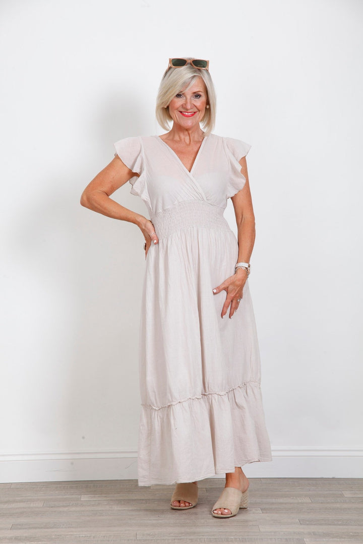 Beige Betty Cotton Wrap Dress - Goose Island