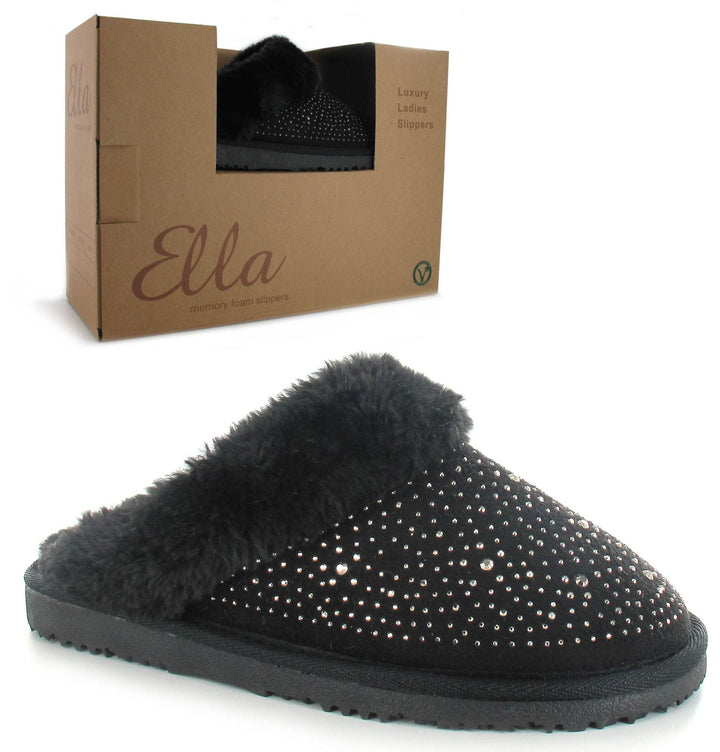 Black Charlotte Embellished Slippers - Goose Island