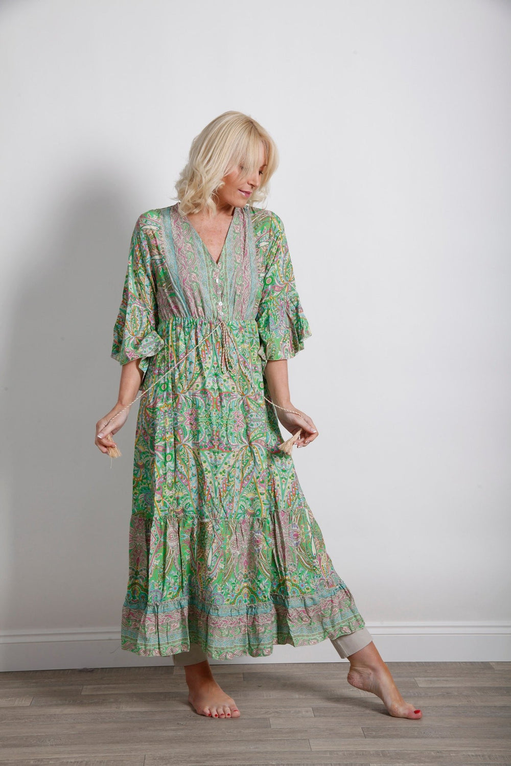 Boho Paisley Tiered Maxi Lime - Goose Island