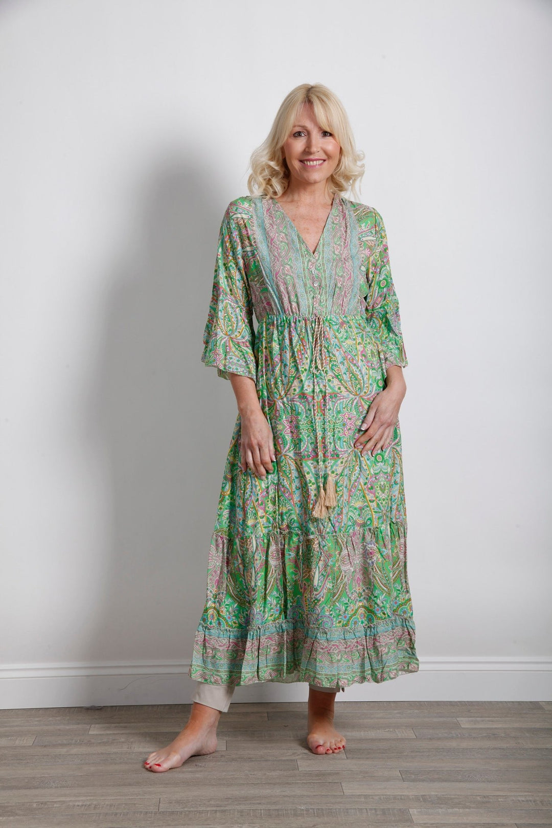 Boho Paisley Tiered Maxi Lime - Goose Island