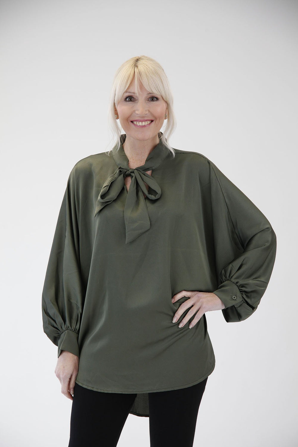 Brooke Bow Blouse - Goose Island