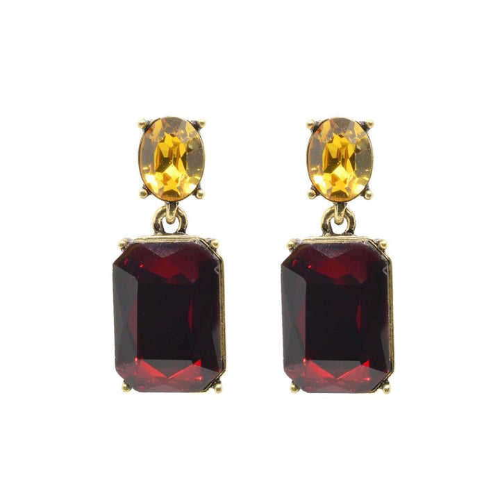 Ruby & Amber Faceted Gem Earrings