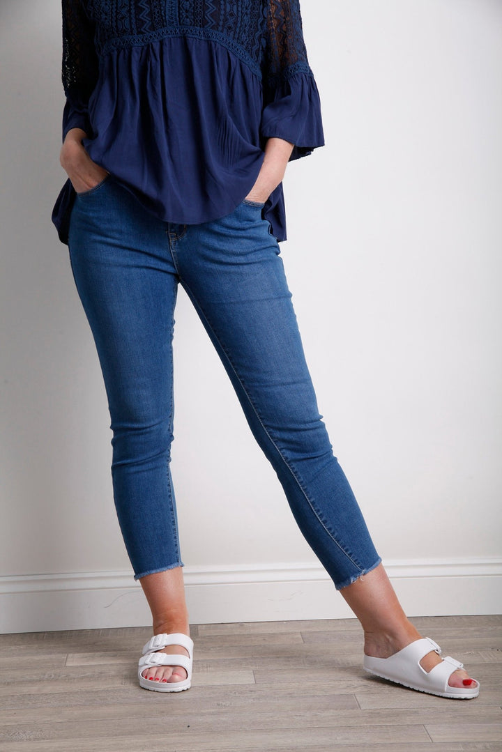 Frayed Hem Denim Push Up Jean - Goose Island