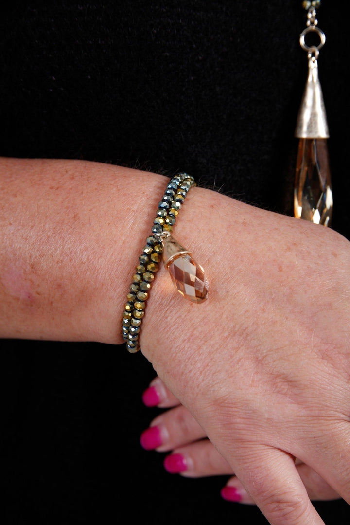 Gold Crystal Pendant Bracelet - Goose Island