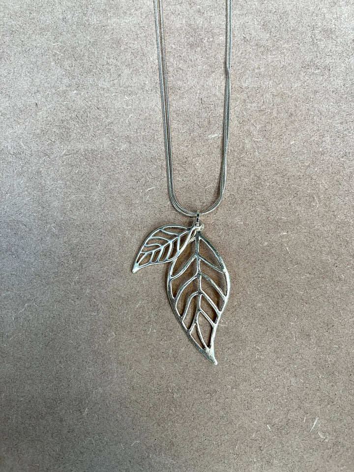 Gold Twin Leaf Pendant Necklace - Goose Island