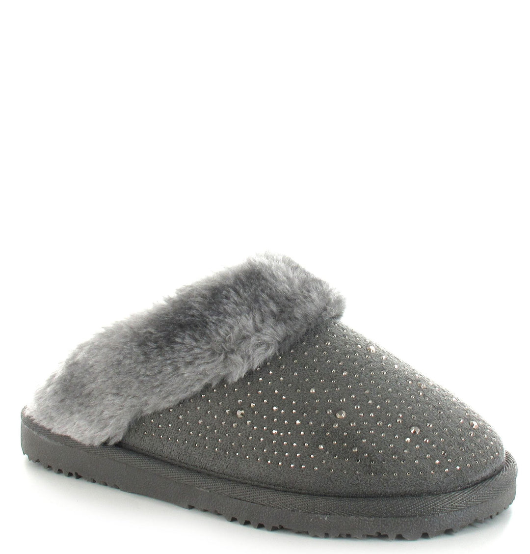 Grey Charlotte Embellished Slippers - Goose Island