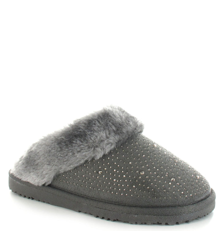 Grey Charlotte Embellished Slippers - Goose Island