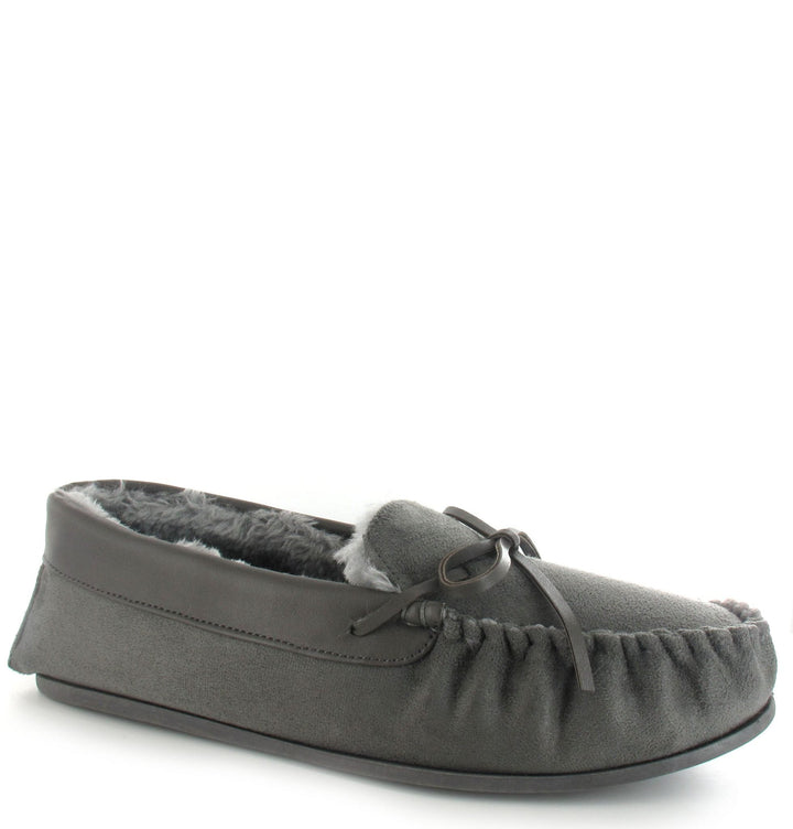Grey Clive Moccasin Slippers - Goose Island
