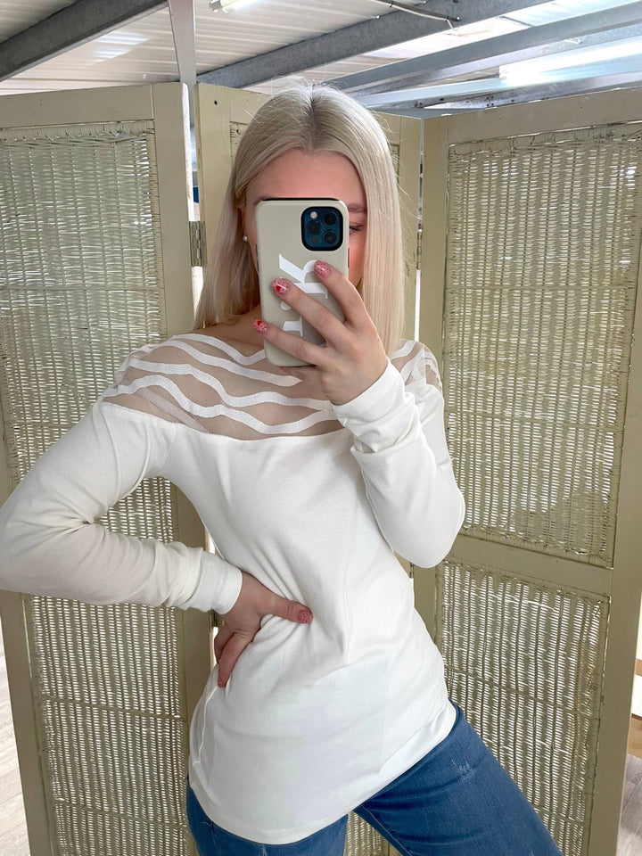Mila Mesh Cotton Top - Goose Island