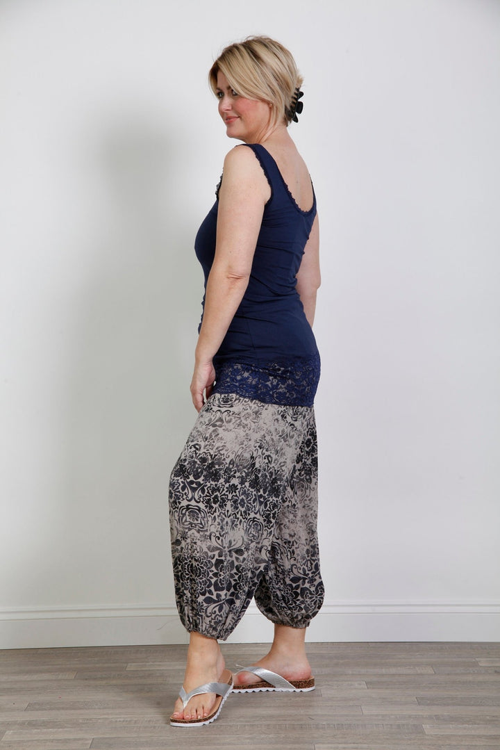 Mocha Flower Print Harems - Goose Island