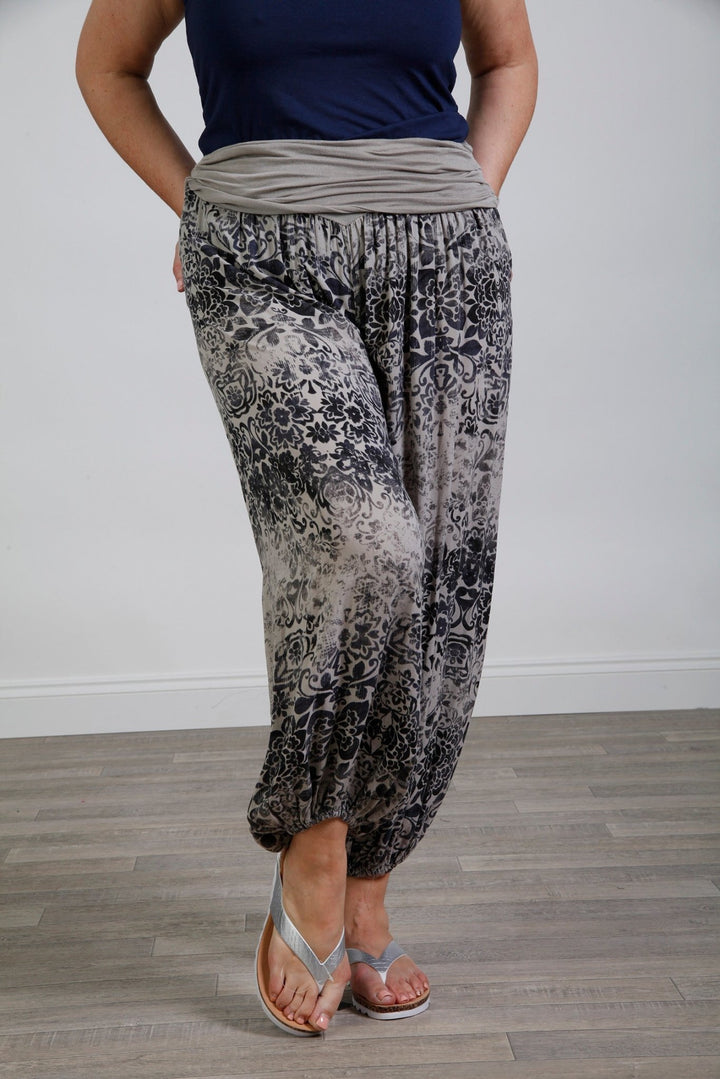 Mocha Flower Print Harems - Goose Island