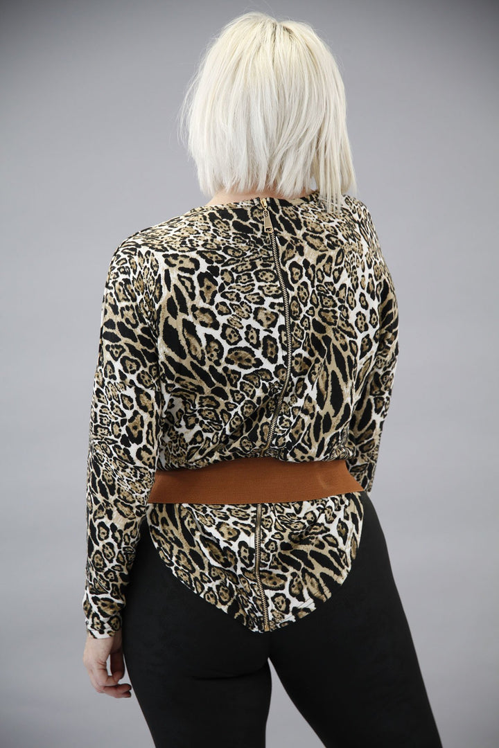Oversized Leopard Print Zip Back Top - Goose Island