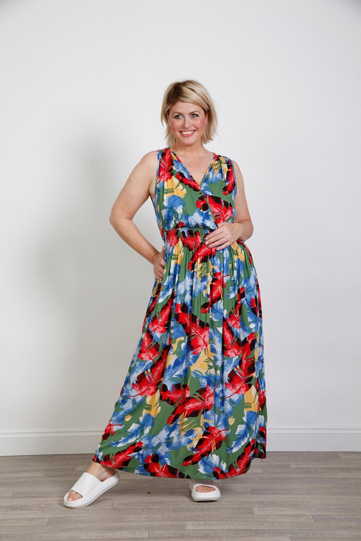 Pamela Palm Leaf Dress Green - Goose Island