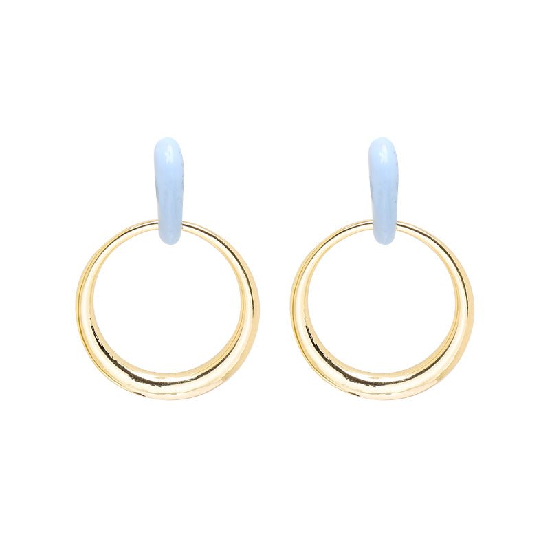 Pastel Blue Colour Block Hoop Earrings - Goose Island