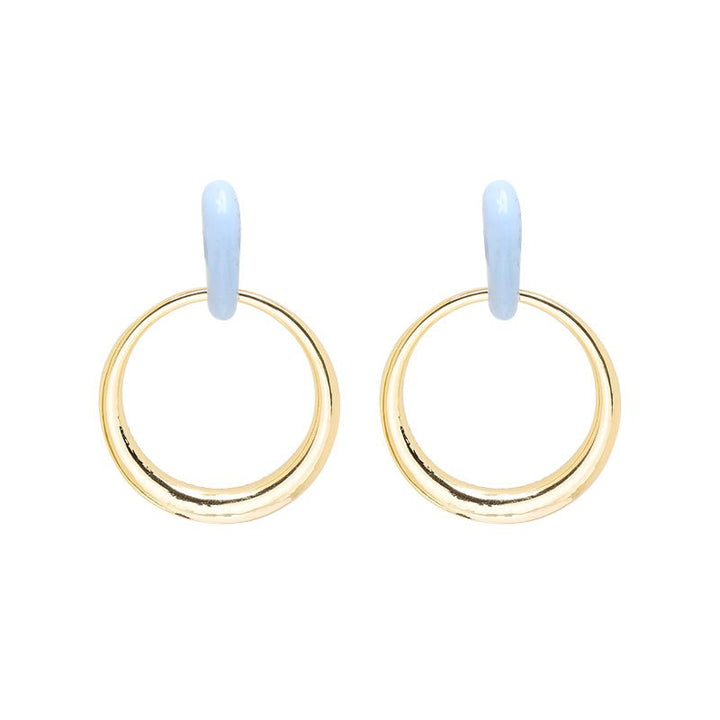 Pastel Blue Colour Block Hoop Earrings - Goose Island