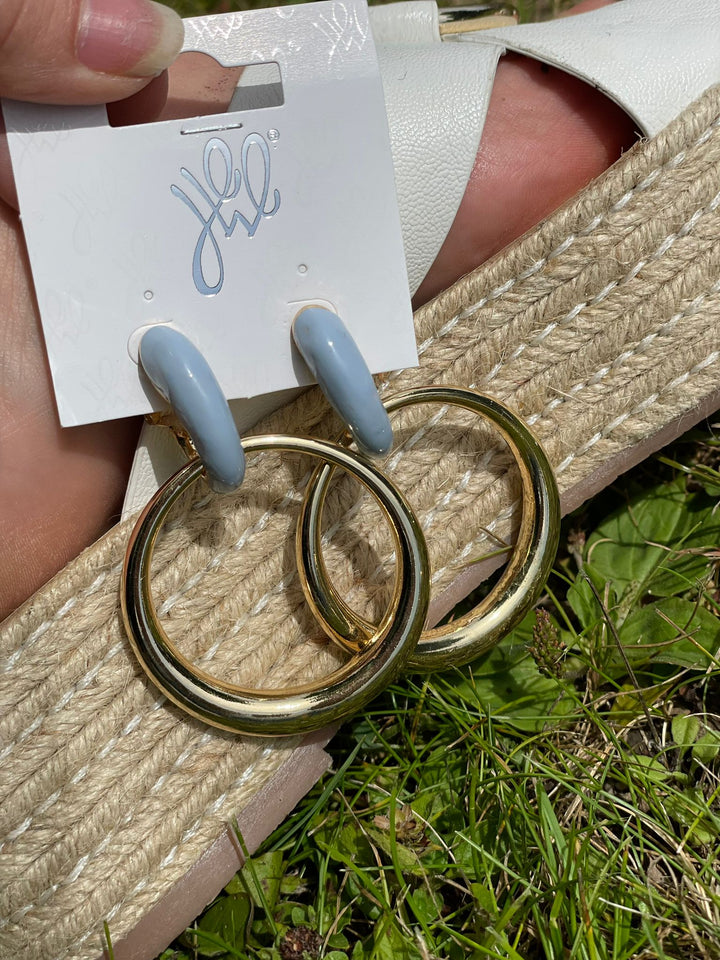 Pastel Blue Colour Block Hoop Earrings - Goose Island