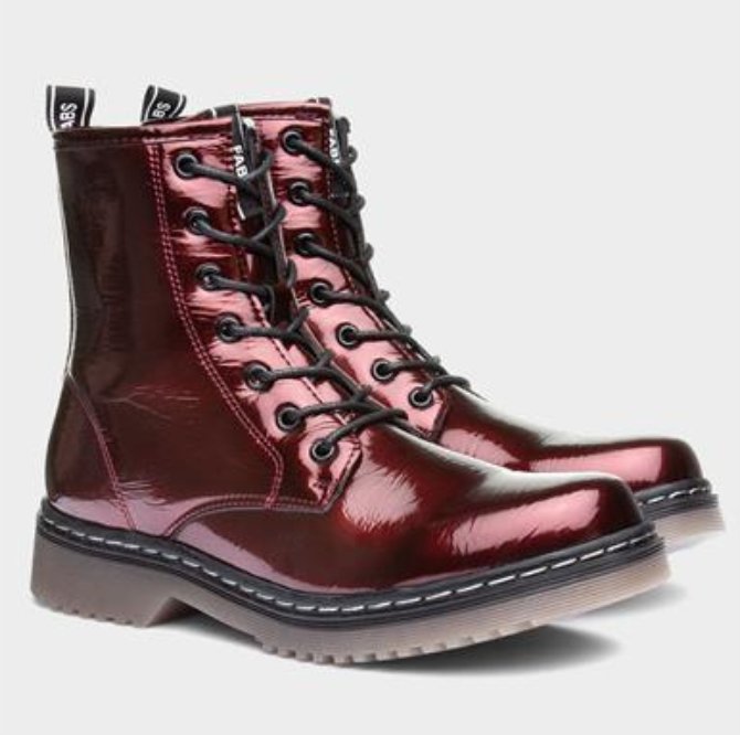 Patent Laceup Boots - Goose Island