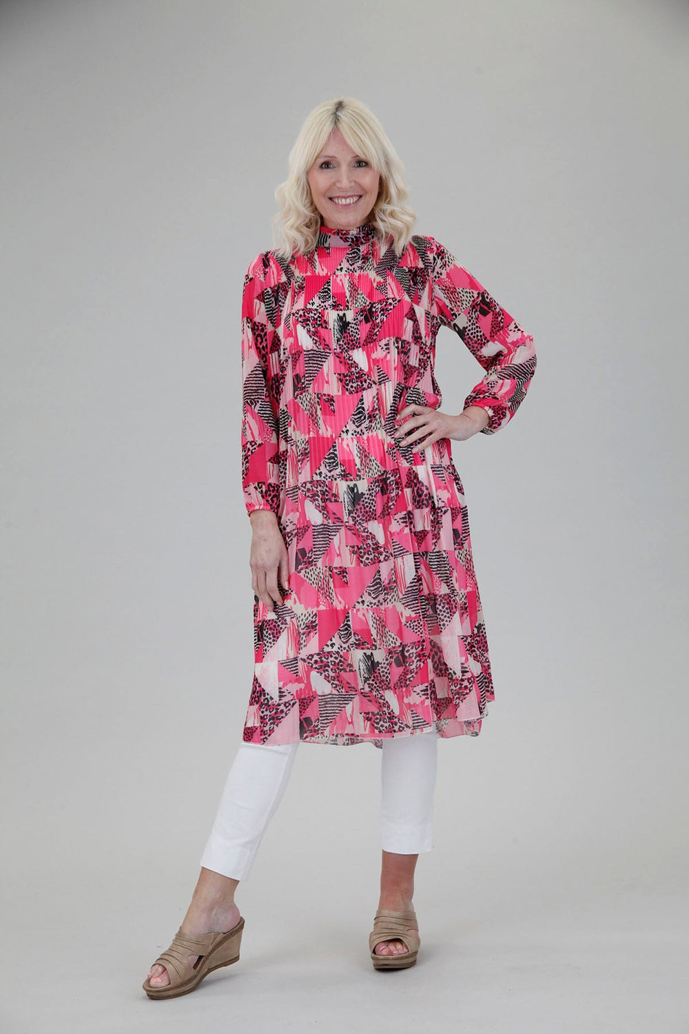 Rio Pink Midaxi Pleat Animal Dress - Goose Island