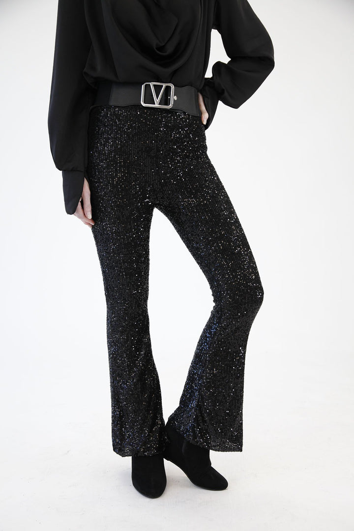 Sassi Sequin Flare Trousers - Goose Island