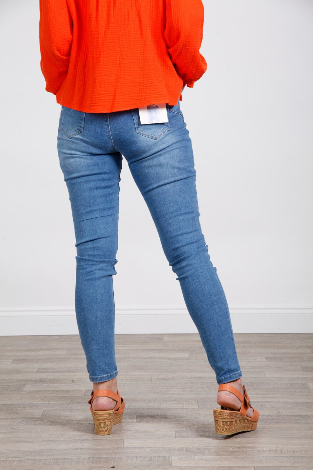 Washed Denim Push Up Skinny Jean - Goose Island