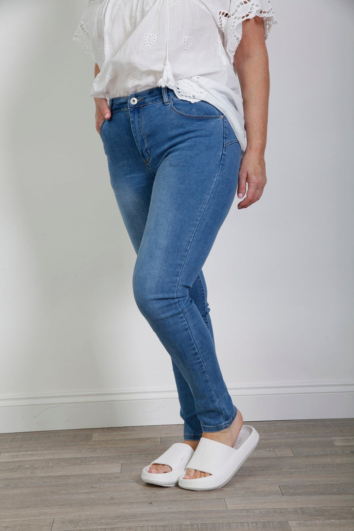 Washed Denim Push Up Skinny Jean - Goose Island