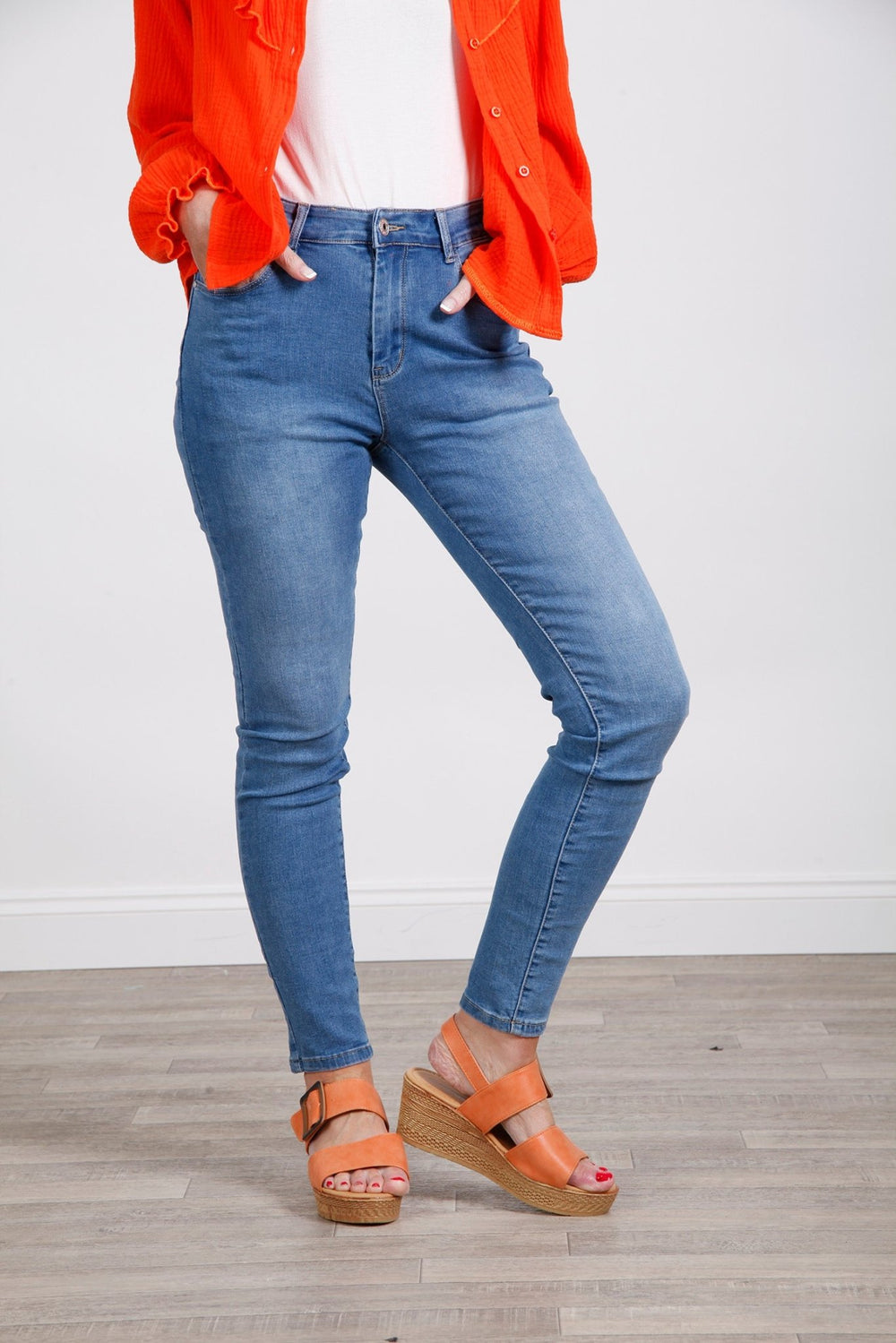 Washed Denim Push Up Skinny Jean - Goose Island