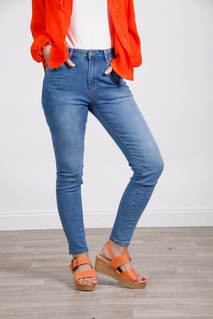 Washed Denim Push Up Skinny Jean - Goose Island