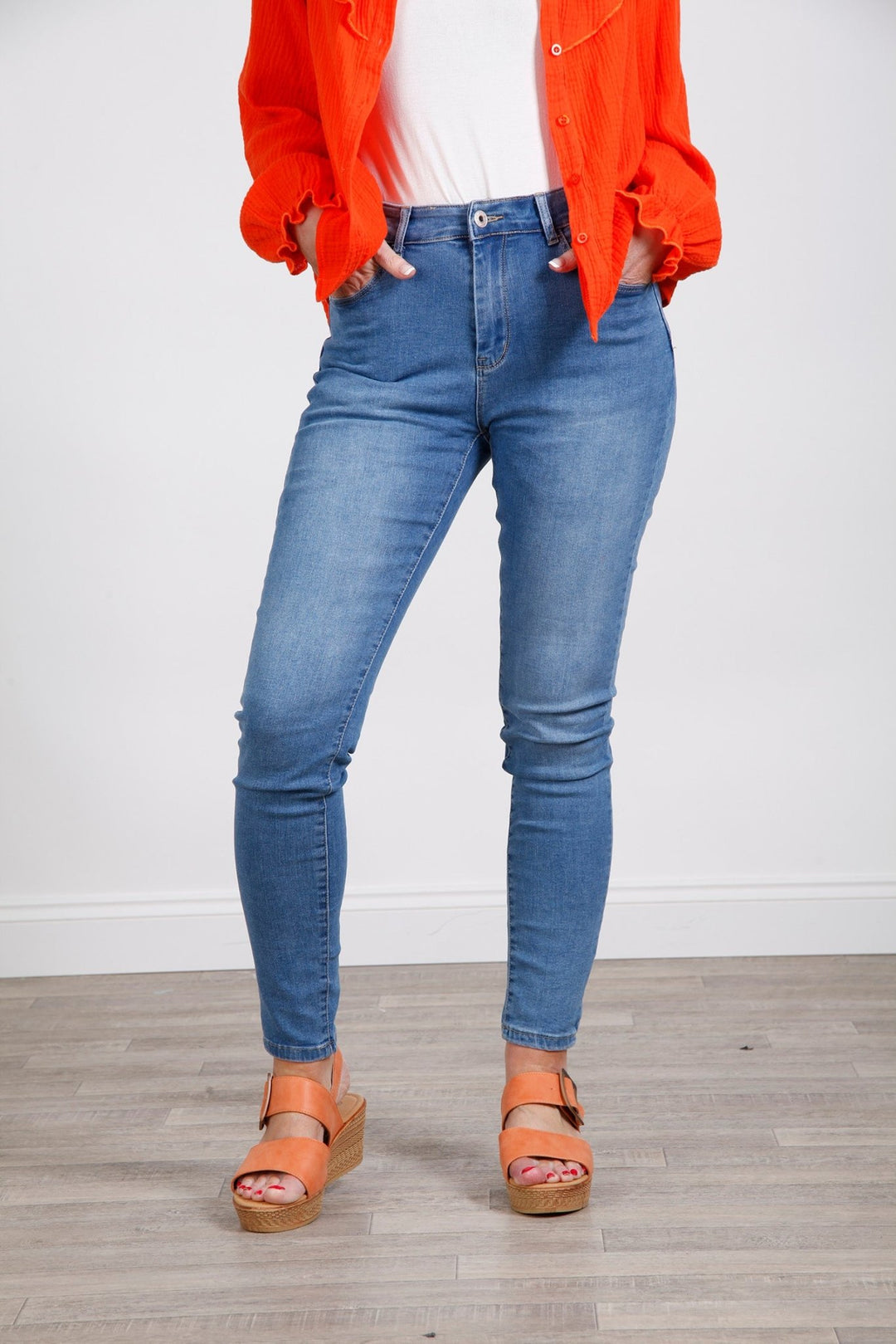 Washed Denim Push Up Skinny Jean - Goose Island